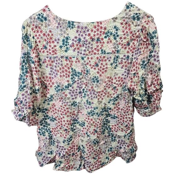 Lucky Brand Floral Print Blouse - Red, Green, White - Picture 4 of 5